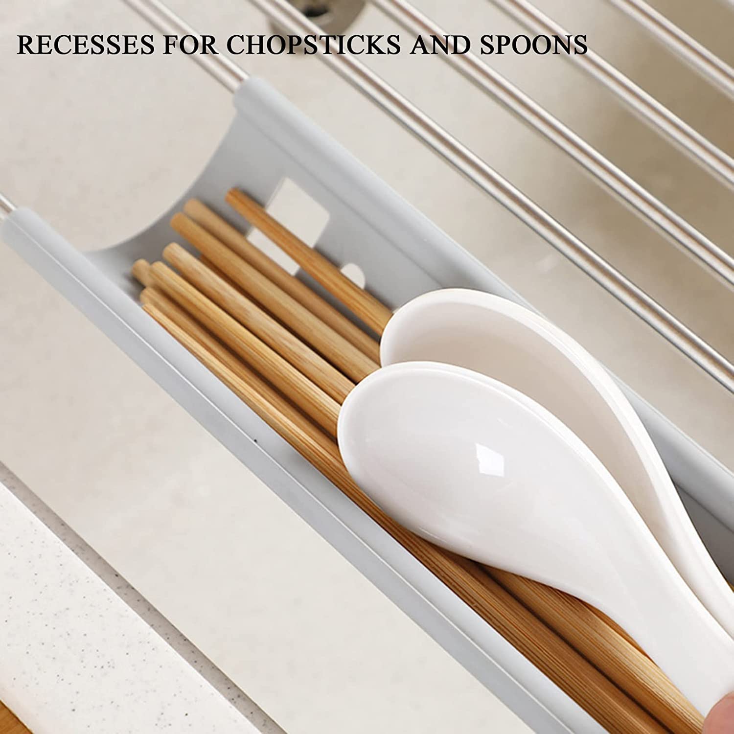 Escurridor De Platos De Acero Inoxidable De Silicona, Rejilla De Secado De Platos sobre El Fregadero, Antideslizante, para Vajilla De Cocina Filtrado De Agua (Size : 45 * 31.5cm) (52 * 32cm)