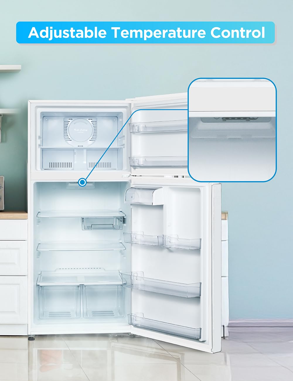 Commercial Cool 18 Cu. Ft. Top Mount Refrigerator with Freezer, 2-Door Refrigerator with Top Freezer and Adjustable Temperature Control, Ice Maker Ready, Energy Star Certified, White on Fridge.com