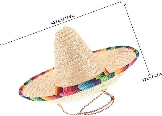 CLISPEED Beige Straw Sombrero Hat for Mexican Themed Parties and Outdoor Activities, Comfortable and Resistant to Deformation, Suitable and Adults with cm Diameter