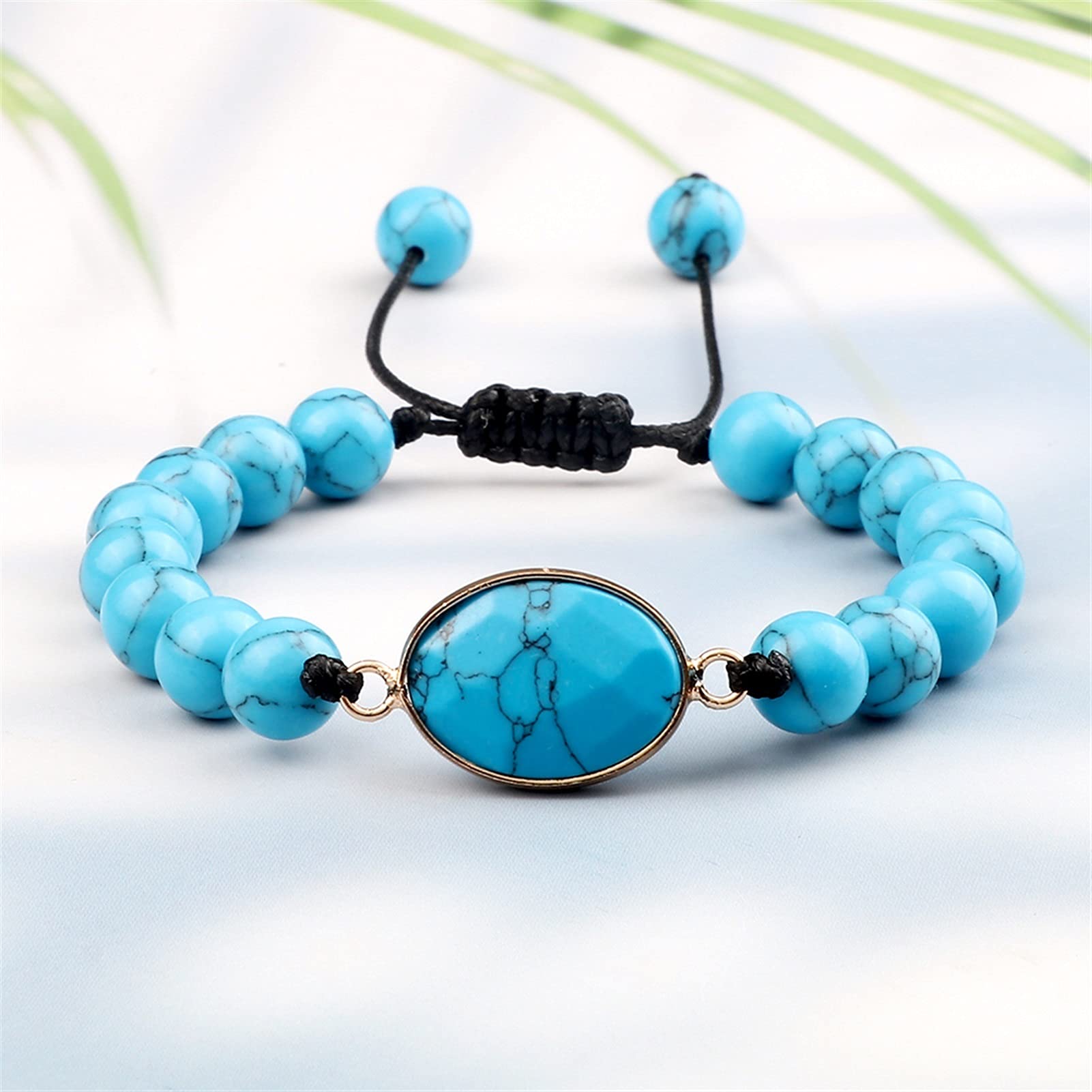 Pulsera de Piedra Natural 6/0.315 in Pulsera de Piedra Natural Encanto Forma geométrica turquesas Pulseras con Cuentas brazaletes Hechos a Mano joyería para Mujer Pulsera joyería