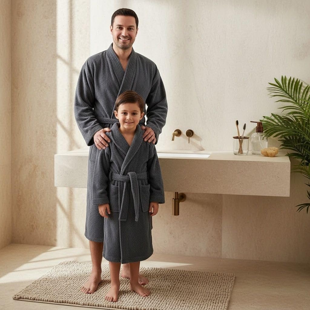 BAGNO MILANO Organic Men Bathrobe, GOTS Certified Organic Turkish Cotton Luxury Kimono Robe, Made in Turkey