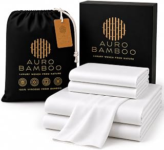Luxury Hotel Bed Sheets – 100% Viscose from Bamboo, Cooling & Breathable Bedding Set, Silky Soft 300 Thread Count, Deep Pocket with Corner Straps, Oeko-TEX® Certified, White Queen (U.S. Standard)