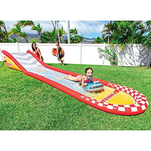 Image of Intex 57167EP 18.5 Foot Long Inflatable Racing Fun Water Slide Track with 2 Surf Car Riders and Built-in Sprayer for Ages 6 and Up
