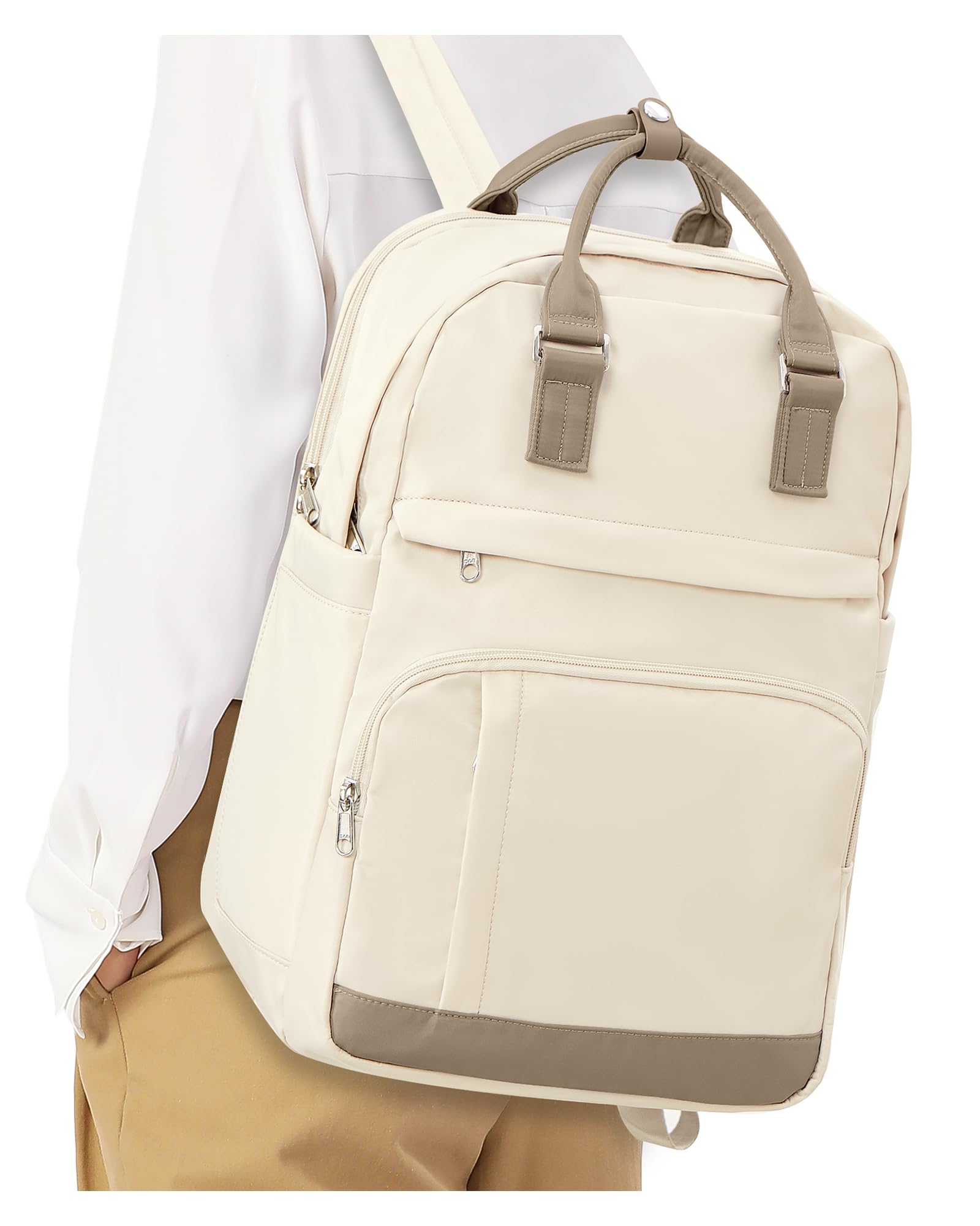 % アラビカBackpack S Beige Travel Laptop Backpack For Women 15.6 Inch Waterproof Beige