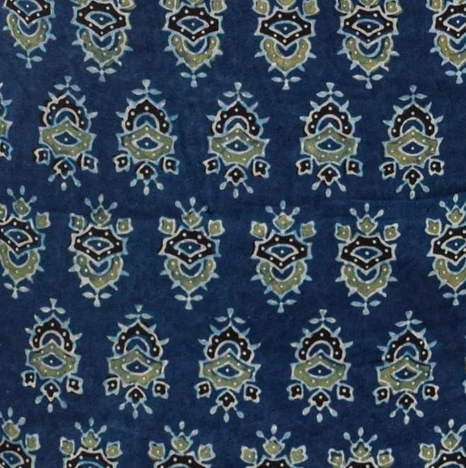 Image of Ethnics of Kutch Womens's Ajrakh Modal Silk Natural Dye Hand Block Print Unstitched Kurta Fabric