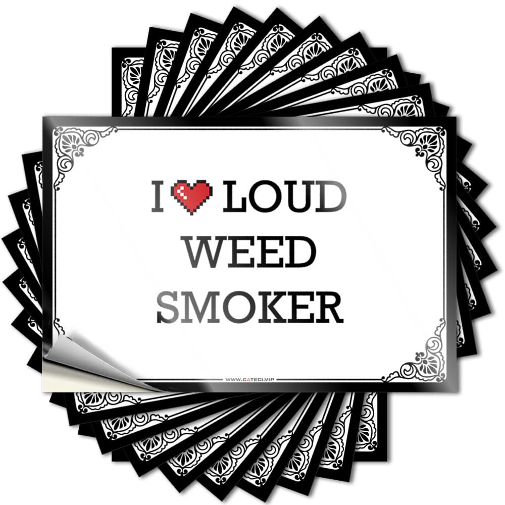 Tattoo Western Easy Apply | I Love Loud Weed Smoker Fall Bumper Peel and Stick(6X9CM)