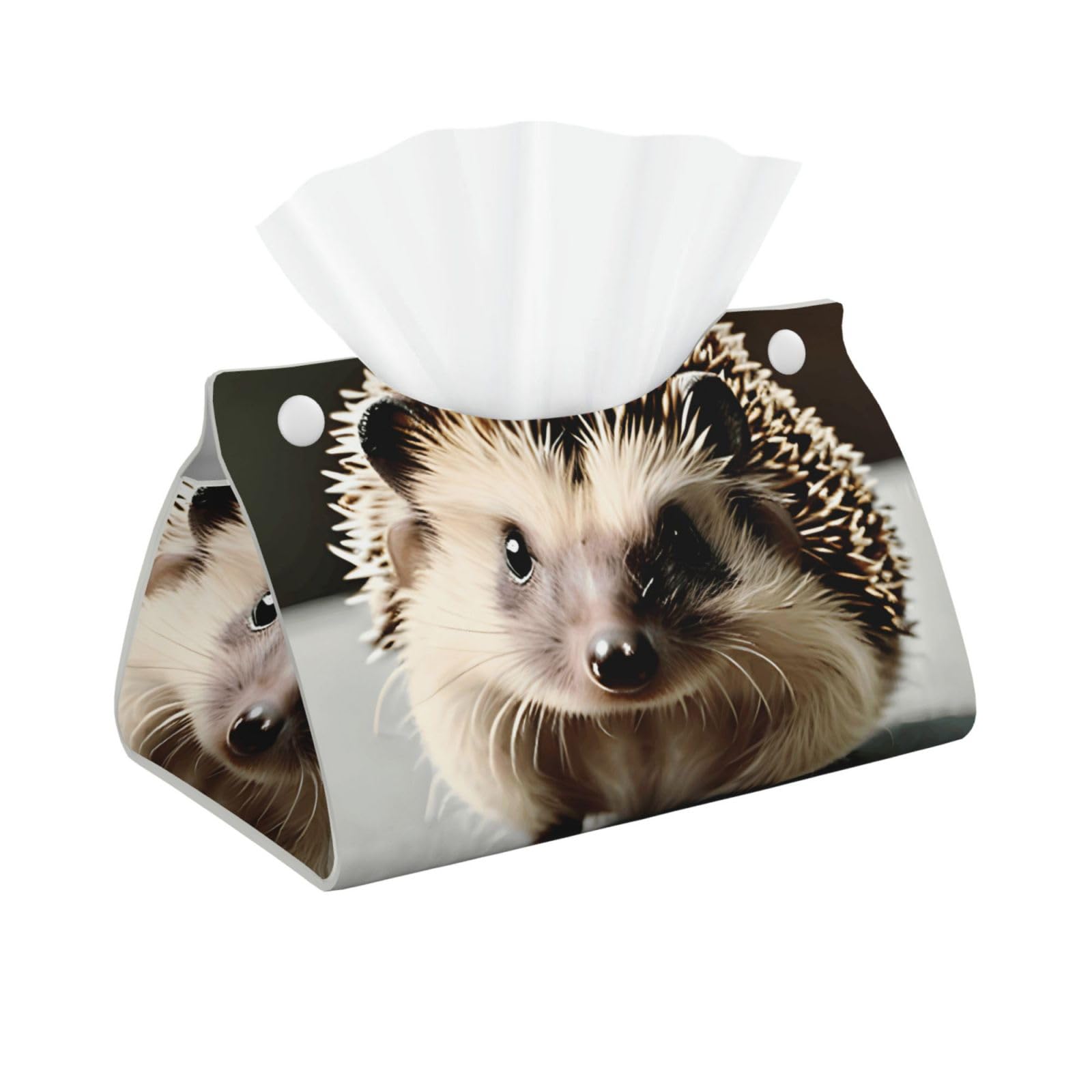 Cute hedgehog Long Leather Tissue Box Cover-Waterproof PU Leather Tissue Holder for Bathroom, Decorative Rectangular Tissue Case