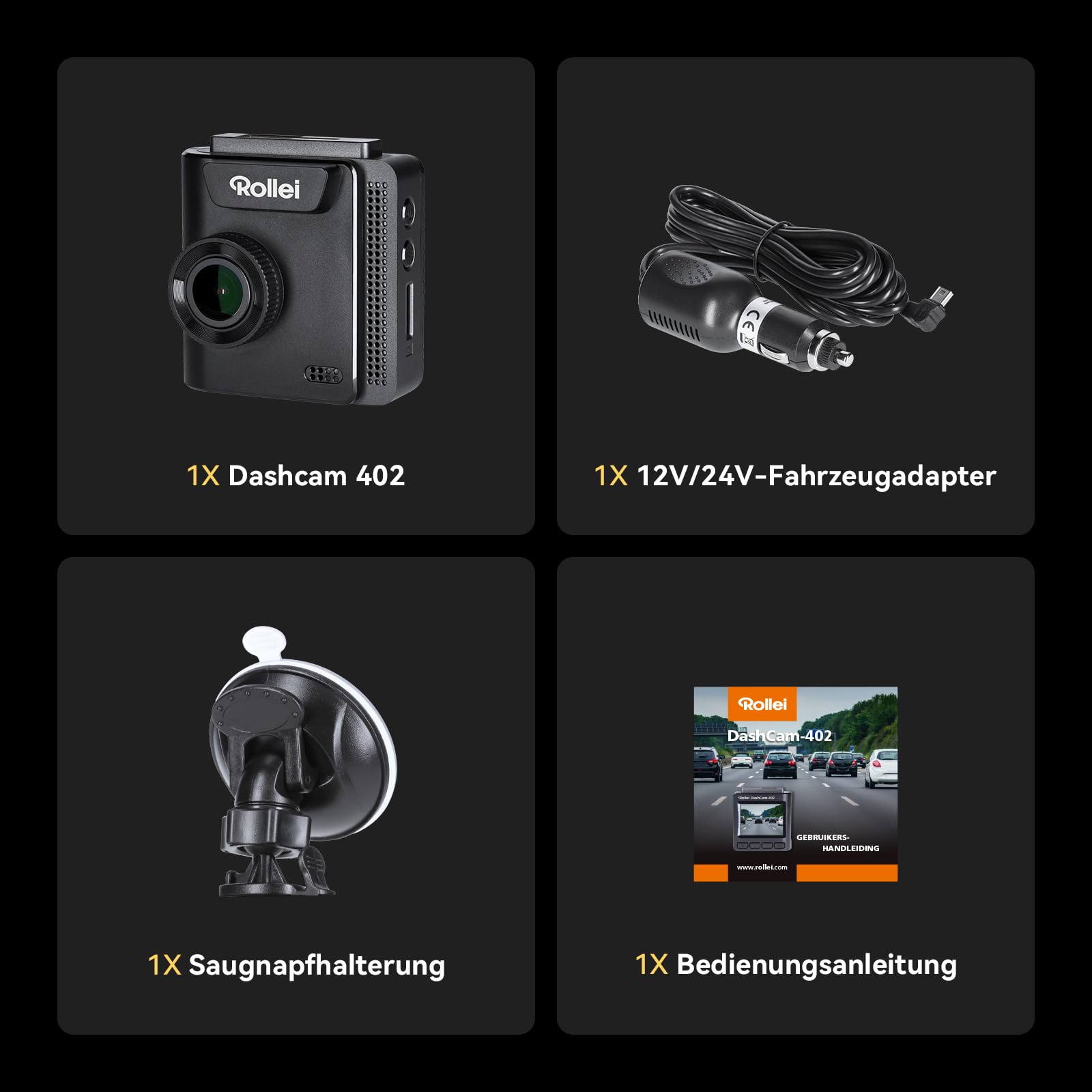 Rollei Dashcam 402 mit GPS und G-Sensor | Rechtskonforme Autokamera vorne | 1080p Full-HD | Auto-Kamera zur Überwachung und Parküberwachung | Dash Cam Video-Registrator mit Loop Funktion