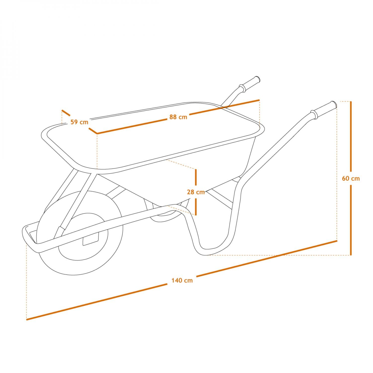 Linxor - Brouette de Jardin, de Chantier Tout Terrain - 75 L - 160 Kg - Acier galvanisé