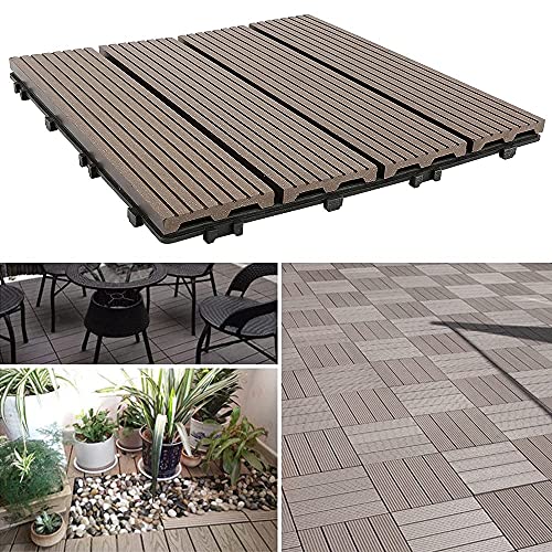 Set van 22 roosters voor buiten, tuintegels, 30 x 30 cm, hout-kunststof, vloerbedekking voor buiten (22 tegels #4) - Image 5