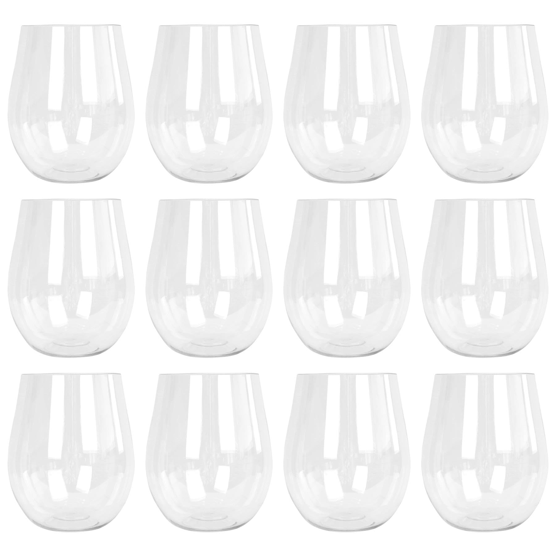 Argon Tableware 12x 600ml Plastique Réutilisable Verres à Vin sans Pied - Adultes Grand Clair Cocktail Fête Pique-nique Camping Buvant Gobelets Tasses Ensemble