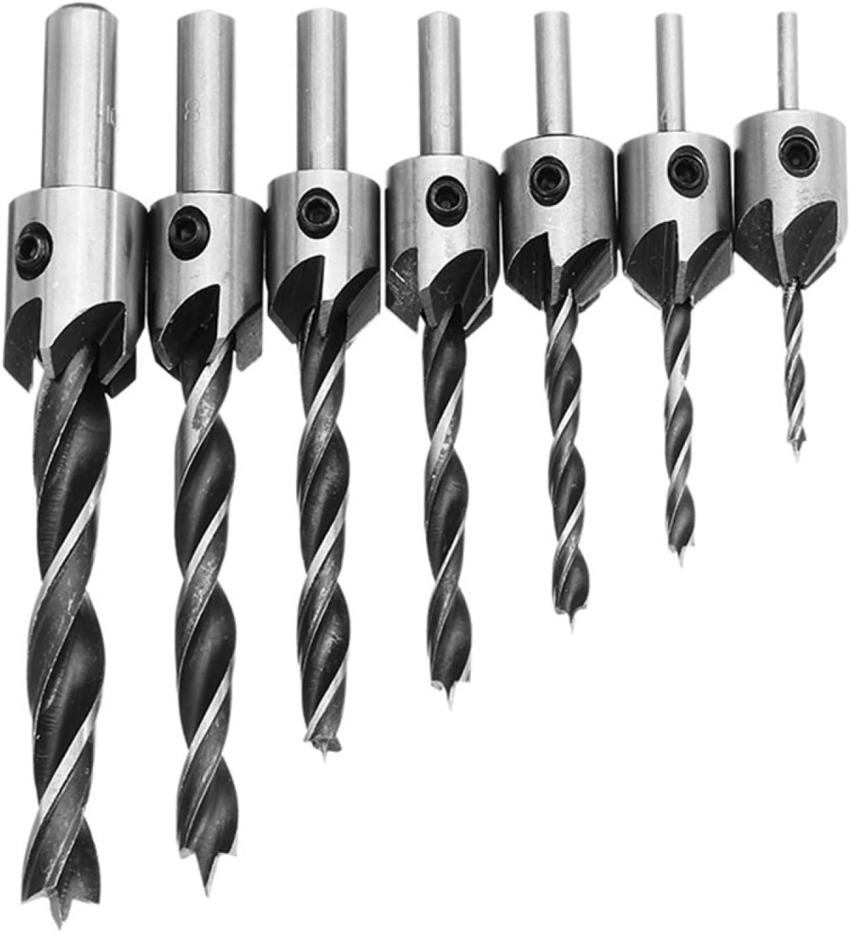 7 個 HSS 5 フルート皿穴ドリルビットセットリーマー木工 3-10 ミリメートル金属用面取りドリルビット