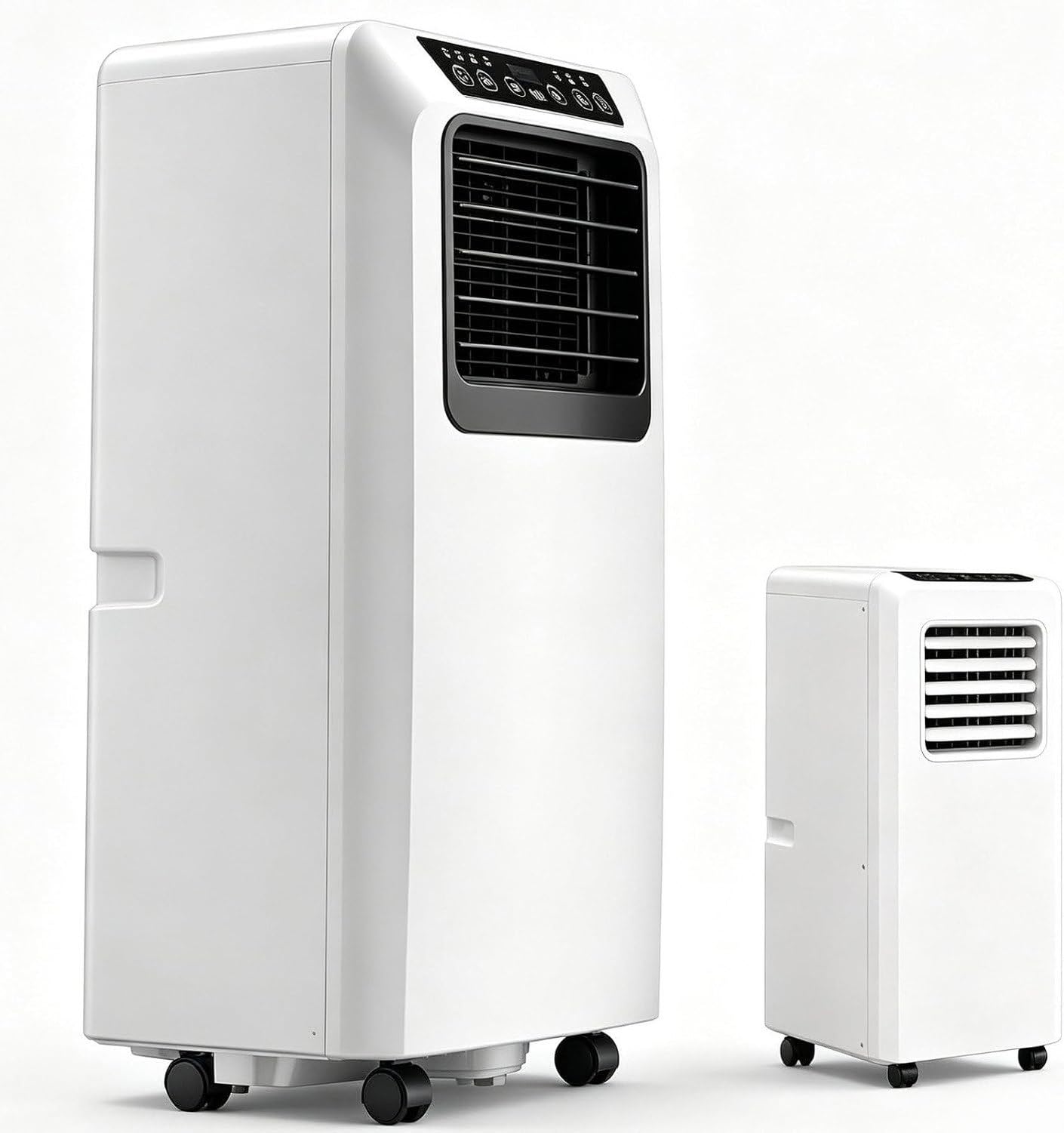 Przenośny klimatyzator 9000 BTU z pilotem i timerem 12h, trzy tryby pracy, dwa poziomy wentylacji, czytelny wyświetlacz LCD, chłodzenie pomieszczeń do 15 m², fu