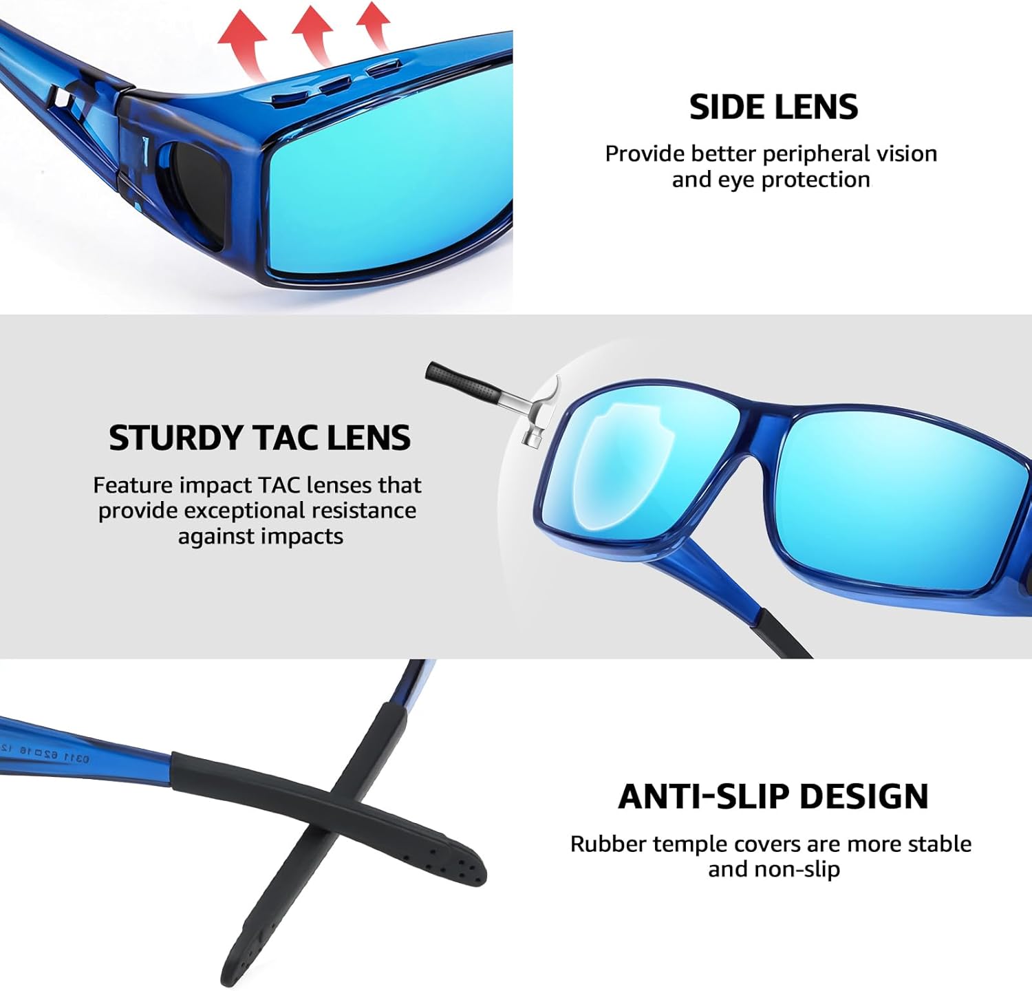 TJUTR Polarized Sunglasses Over Glasses for Men Women, UV Protection Shades Over Prescription Eyeglasses Sun Glasses - Image 5