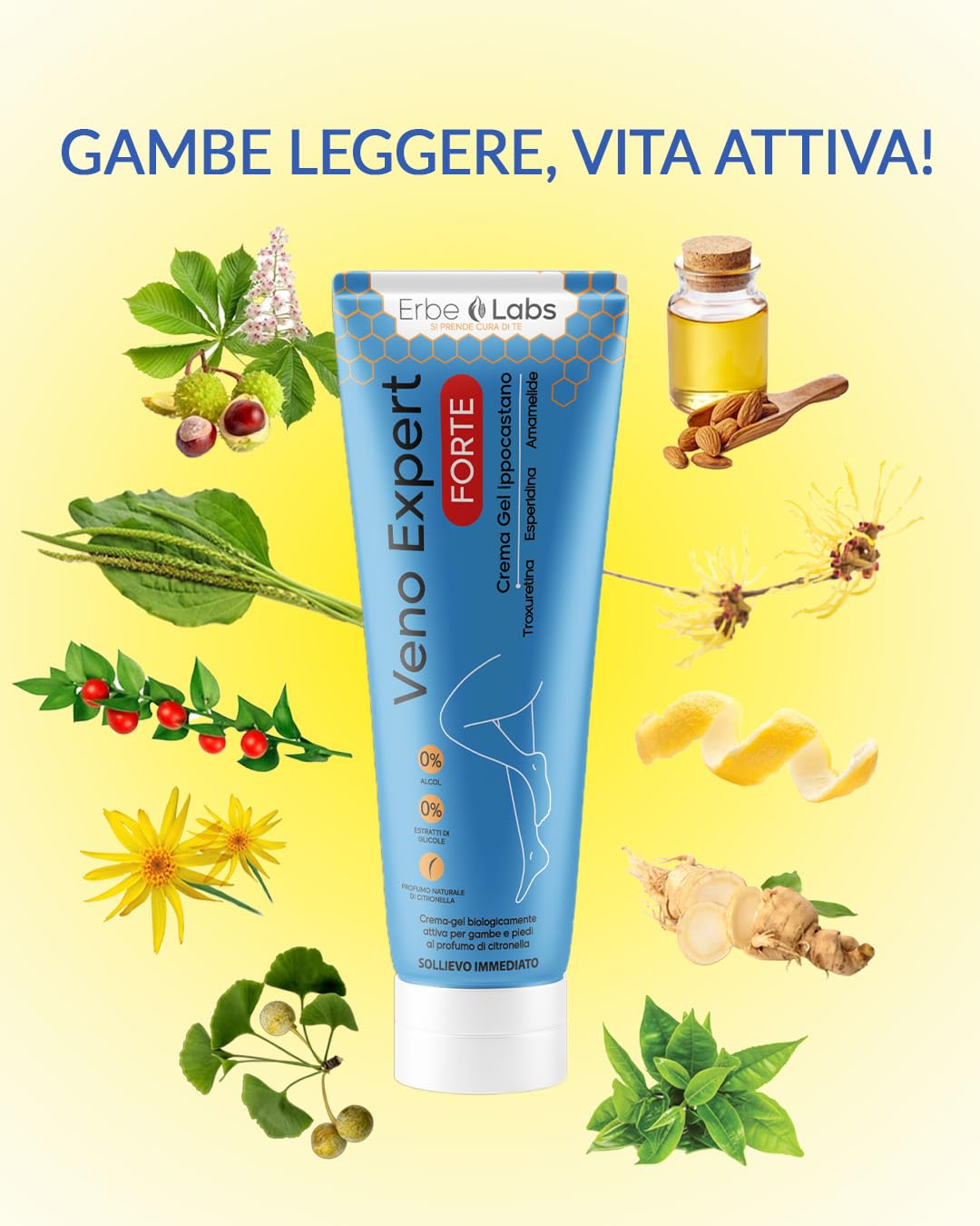 Veno Expert Forte 150 ml – crema gel Professionale con 12 Estratti Funzionali | Formula Potenziata con Troxerutina e Esperidina | Sollievo e Freschezza per Gambe Pesanti | Senza Alcol e Senza Glicoli