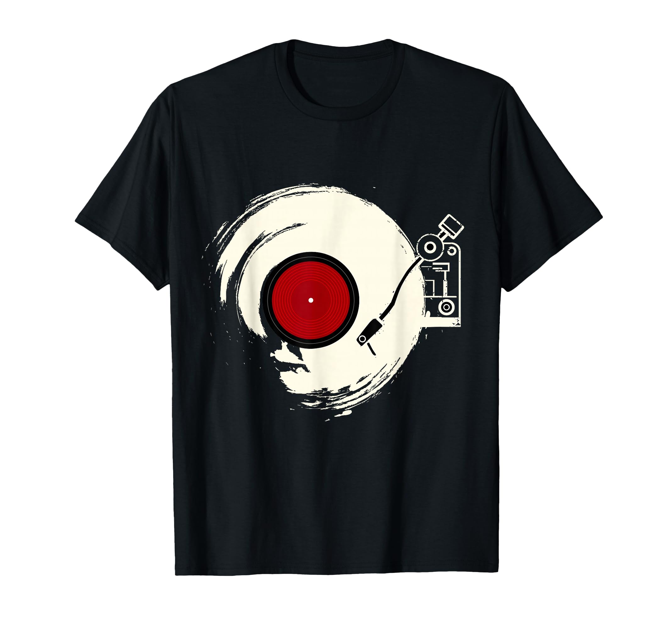 Vintage Vinyl Record Player Funny Sketch Drawing T-Shirt
