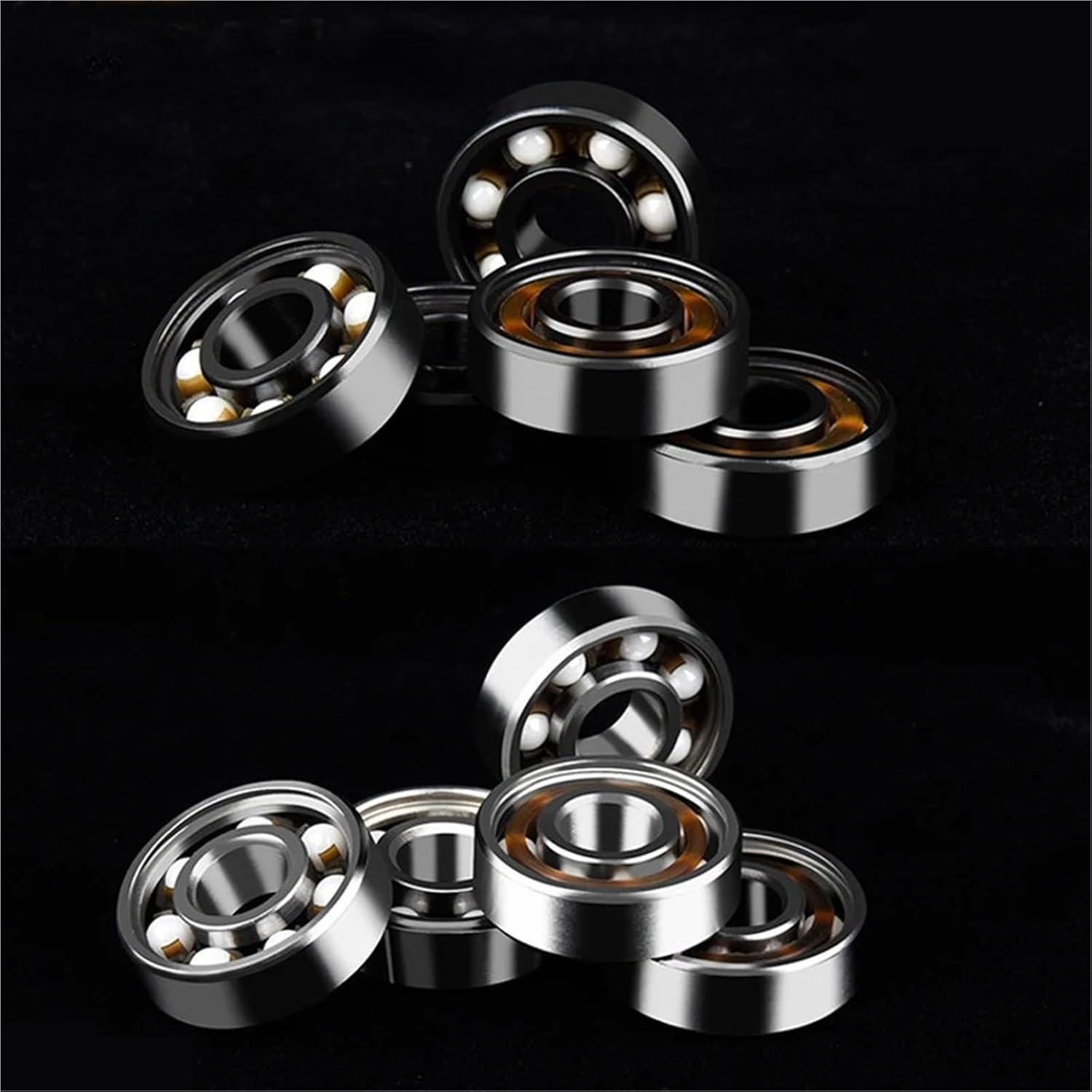 10pcs 608RS Ceramic Ball Inline Roller Skate Wheel Bearing ABEC 11 Anti-Rust Skateboard Wheel Bearing 608 RS 8x22x7mm Shaft(Black)