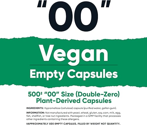 Miniatura 2 de Nutricost Cápsulas vacías tamaño 00 veganas – 500 cápsulas transparentes vacías a base de plantas – Certificado Kosher, certificado Halal, sin OMG,