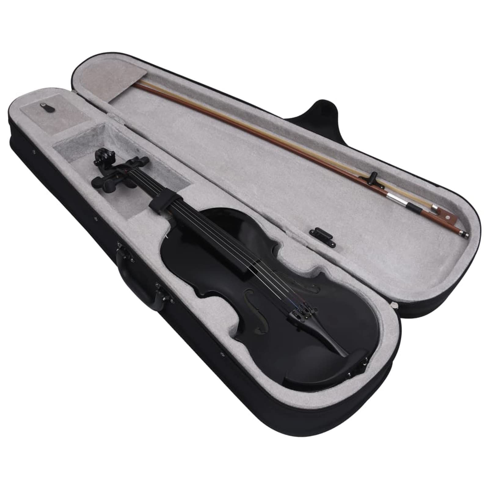 Brokky Violino Acustico Set 4/4 Nero con Arco e Mentoniera, per Principianti Adulti Studenti