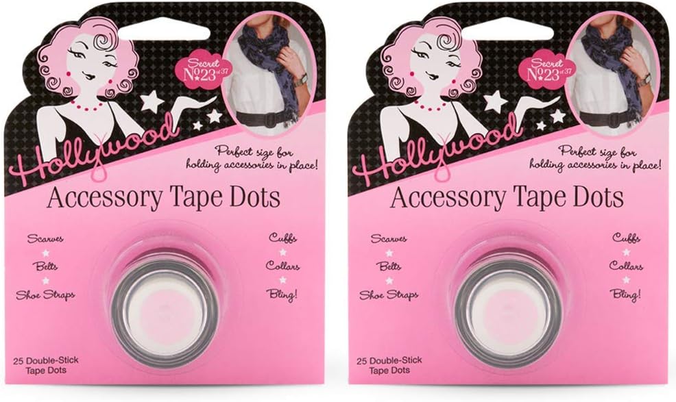 Hollywood Fashion Secrets Accessory Tape Dots โ Double Sided Tape Dot for Securing Straps, Clear Adhesive Dots for Clothes and Wardrobe Fixes, 25 ct, Pack of 2