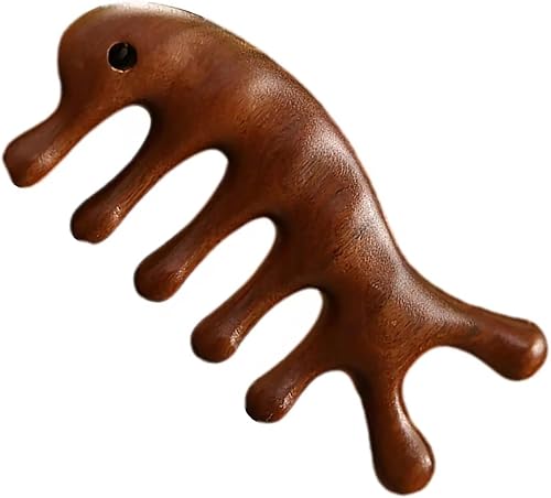 Miniatura 6 de Masajeador de cuero cabelludo de sándalo, peine Gua Sha, herramientas para el cuero cabelludo, masajeador manual del cuero cabelludo, masajeador de