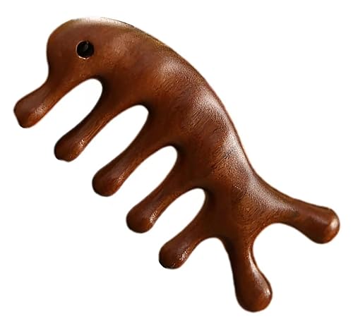 Miniatura 6 de Masajeador de cuero cabelludo de sándalo, peine Gua Sha, herramientas para el cuero cabelludo, masajeador manual del cuero cabelludo, masajeador de