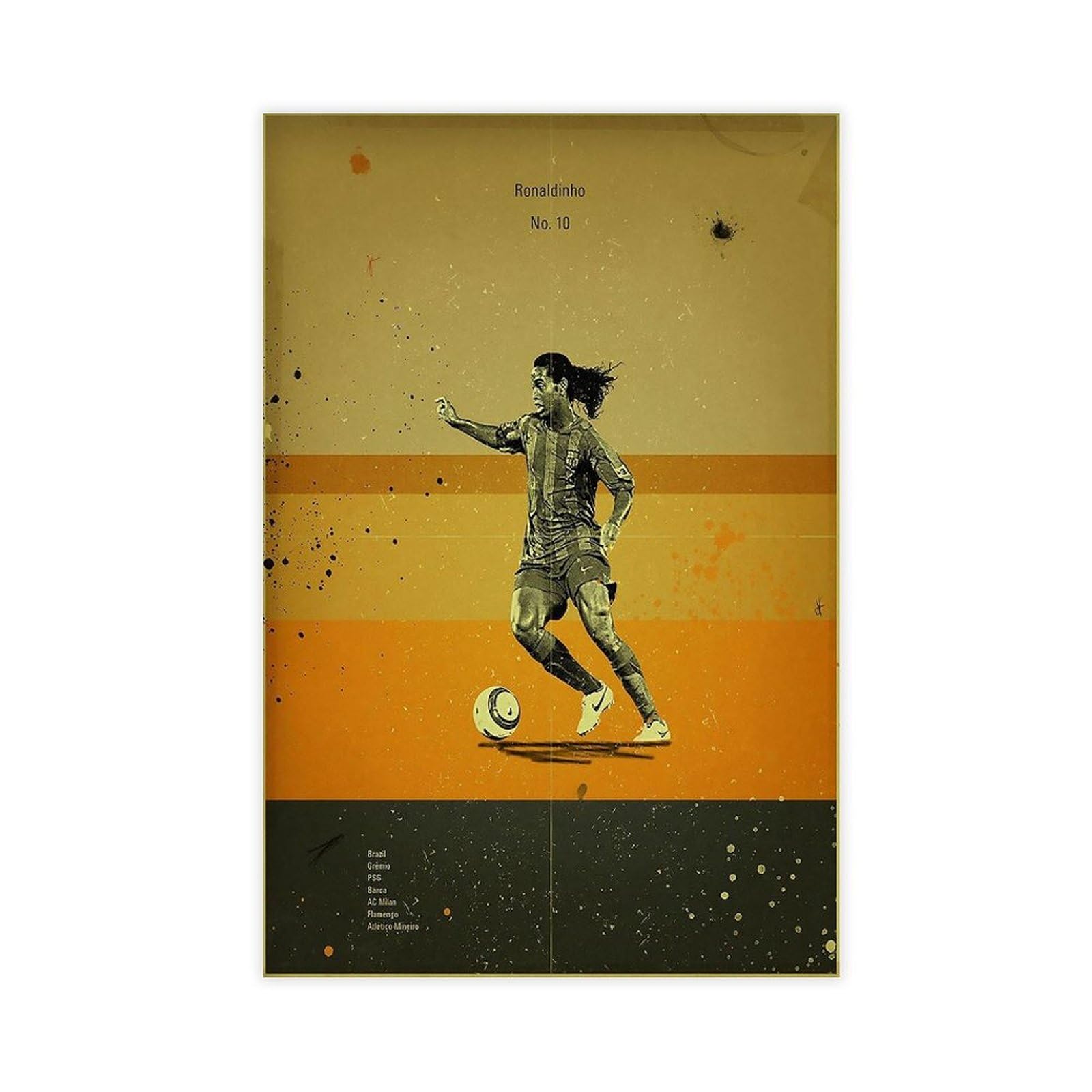 Ncudank Ronaldinho Poster Canvas Poster Bedroom Decor Landscape Office Room Decor Gift 12X18inch(30X45cm)