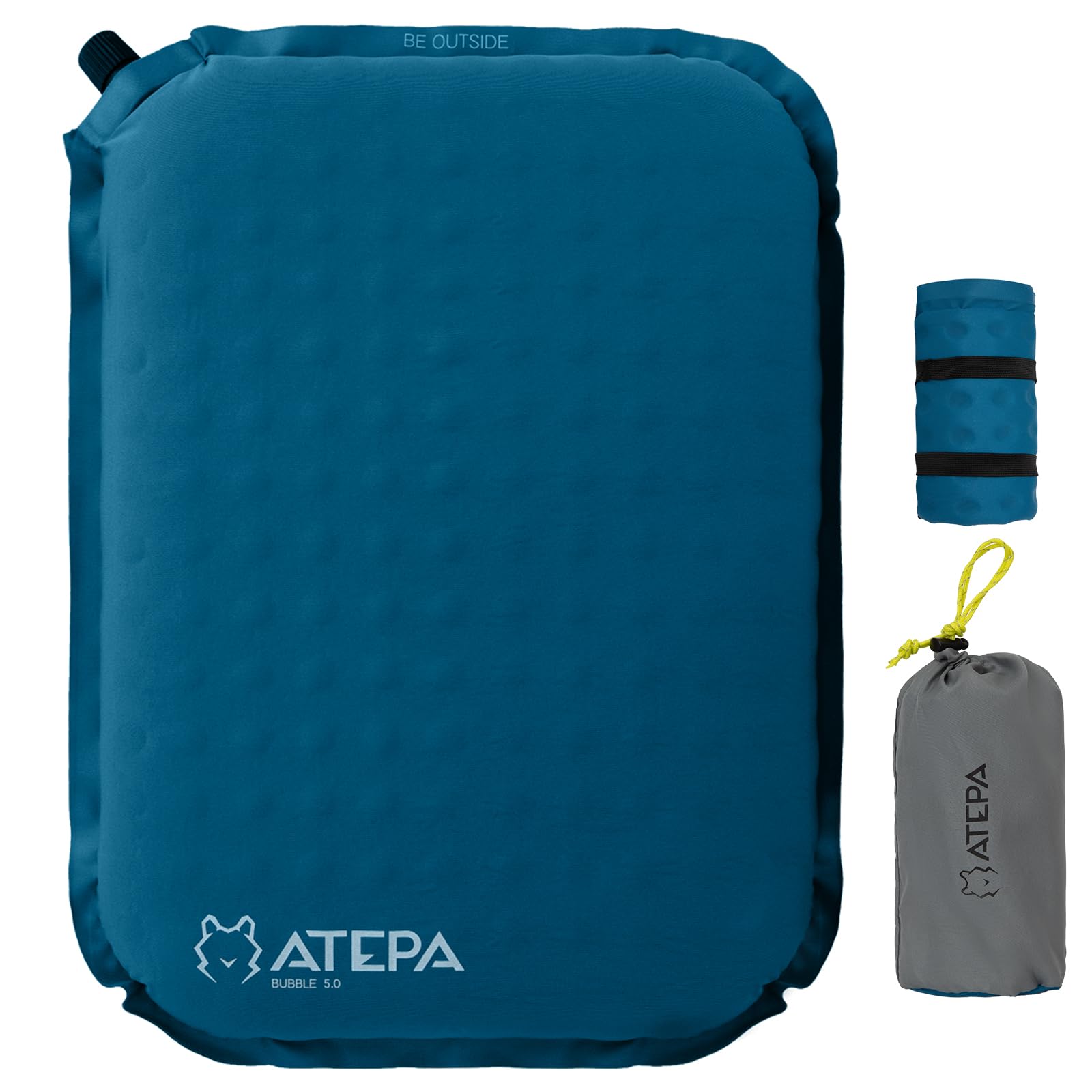 ATEPA Inflatable Stadium Seat Cushion, Self-Inflating Memory Foam Stadium Seats Bleacher Seat Chair Cushion Pad for Airplane Travel Backpacking Sports Events