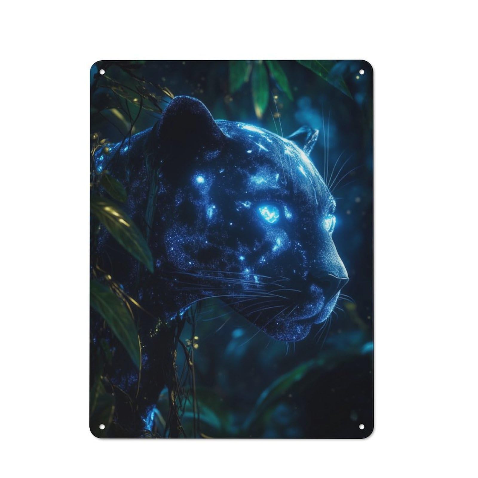 Junmoney Glowing Panther In Jungle Tin Sign 40X30cm With For Bar Or Restaurant, Retro Decor, For Garage, Workshop And Man Cave Decoration