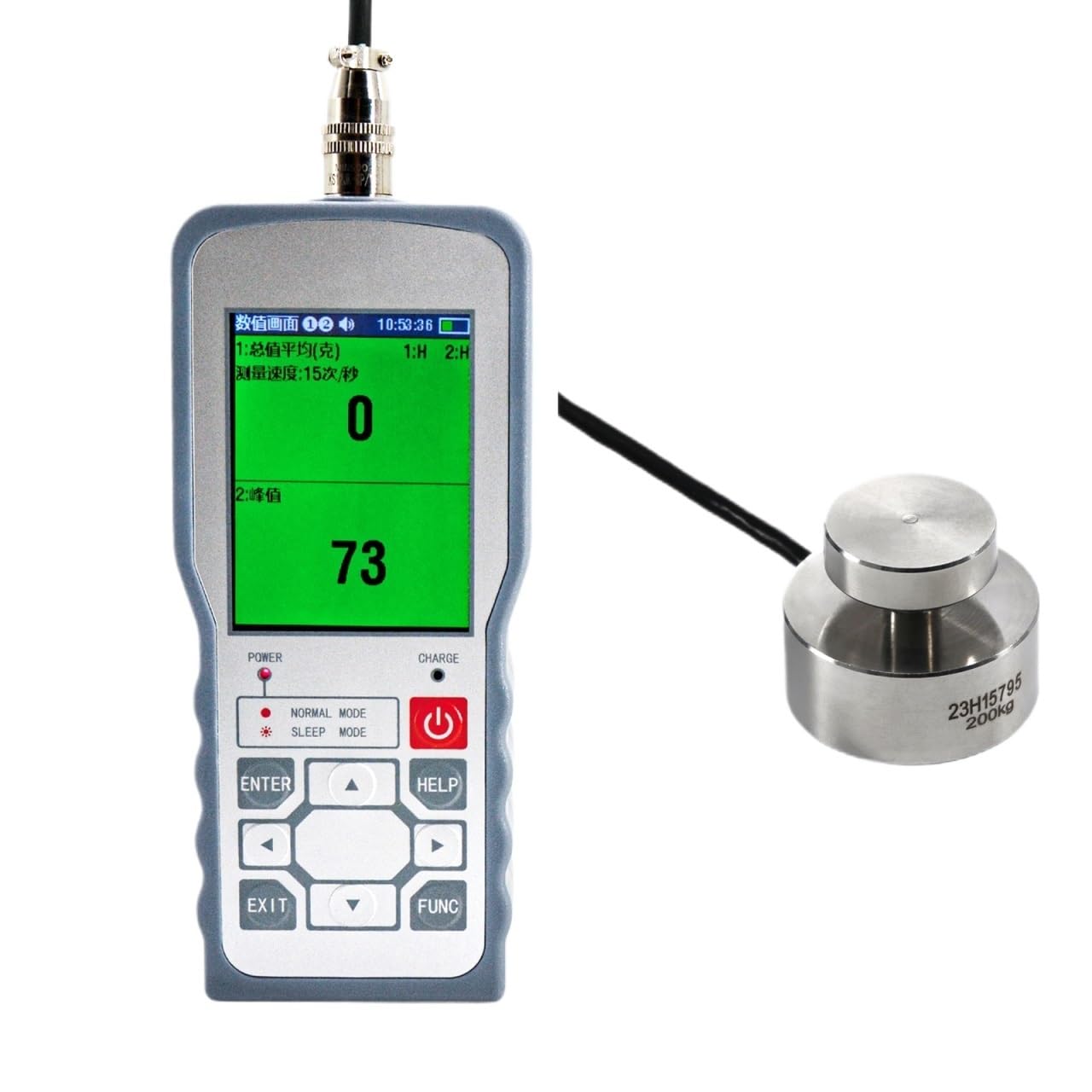 Medidor de fuerza digital Medidor de fuerza digital con sensor de celda de carga, dinamómetro de calibre de empuje y presión de peso de prueba, modo o/pista ± 0.05% FS(1000KG Force Gauge)