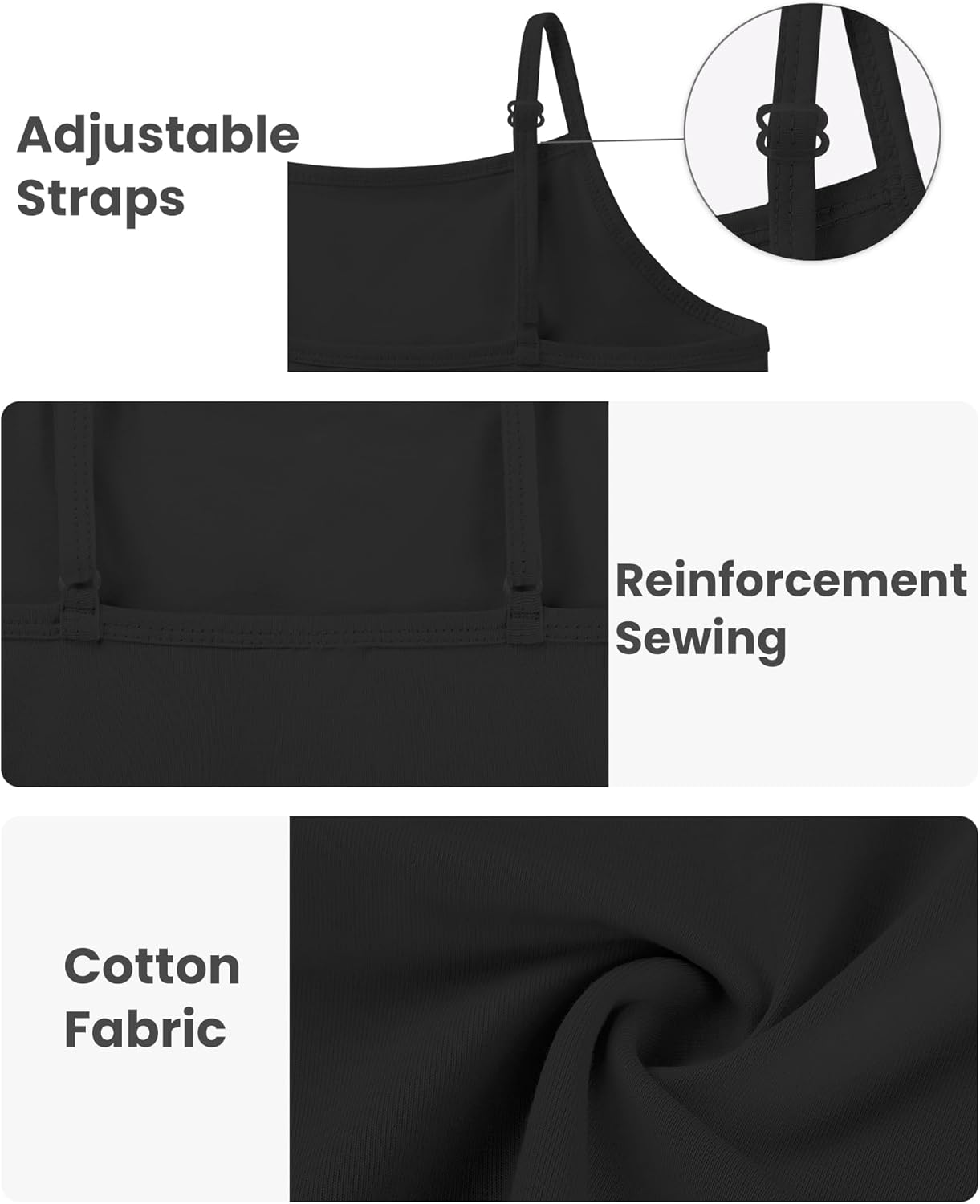 Auranso Girls Undershirts Toddler Camisole Adjustable Straps Cami Dance Tank Tops 3 Pack - Image 5