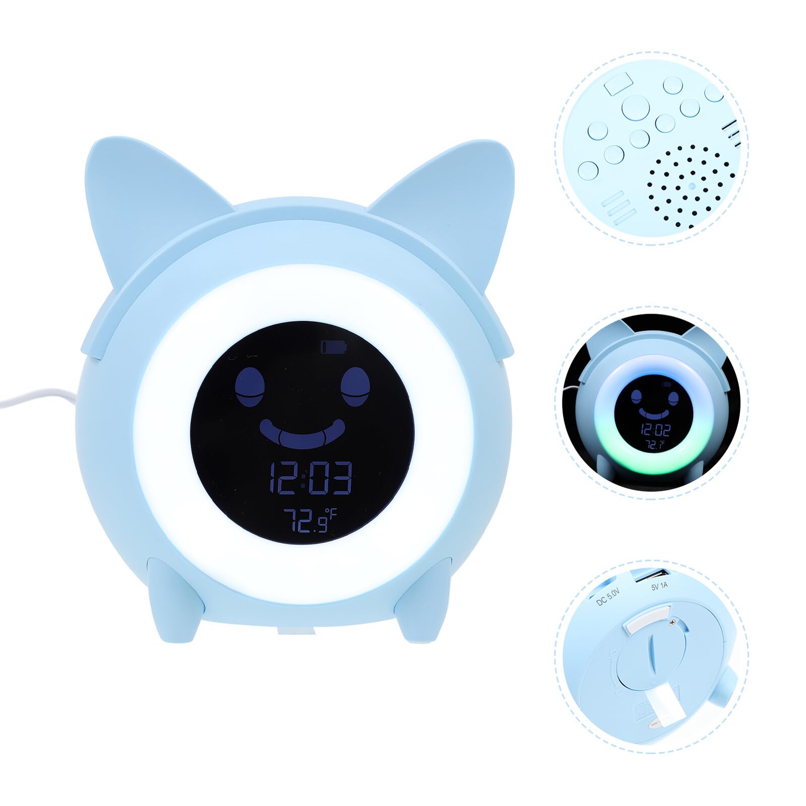 Digitaler mit Nachtlicht Kleines LED schlaflicht für Schlafzimmer Niedliche Cartoon Form Duale Nutzung als Wecker und Stimmungslicht Platzsparend für Zuhause und Kinderzimmer