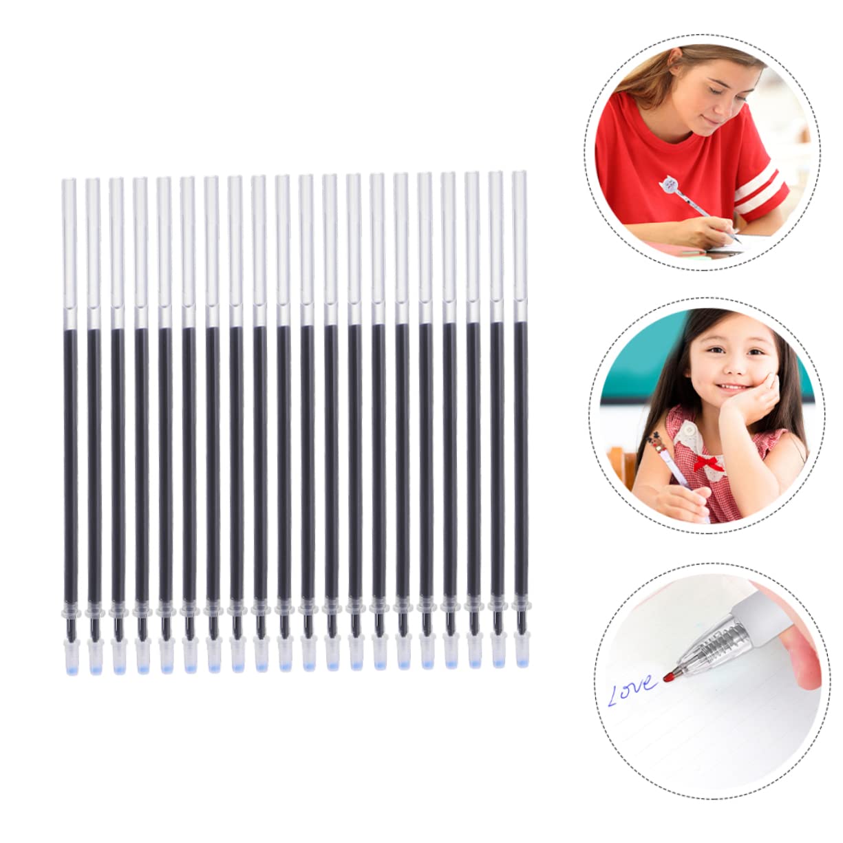 MAGICLULU 200 Recambios de Bolígrafo de Gel Negro 0,5mm Tinta de Flujo Libre y Tecnología de Alta Performance para Papelería Escolar y Uso Diario