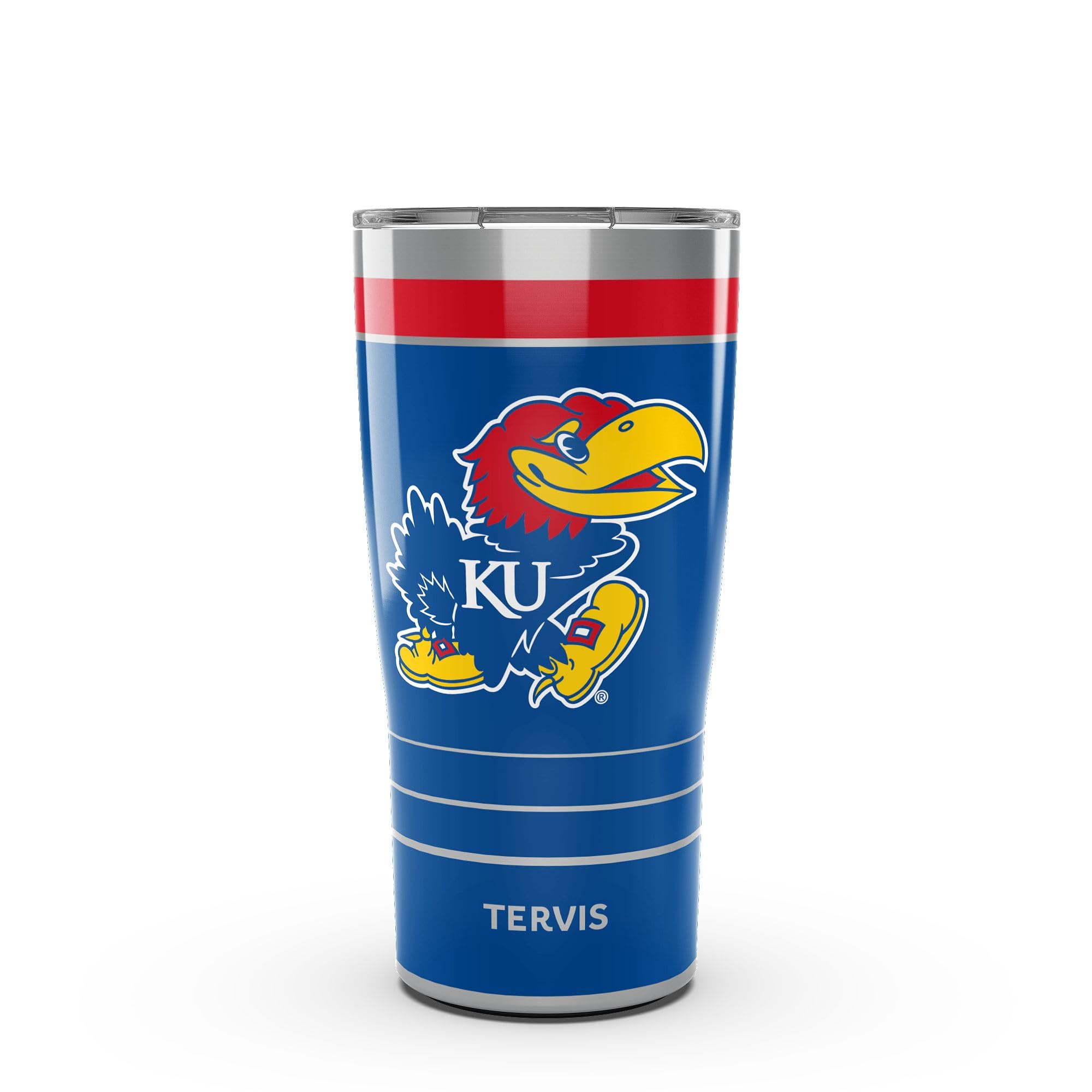 Tervis Traveler Kansas Jayhawks MVP Dreifachwandiger, isolierter Reisebecher hält Getränke kalt und heiß, 590 ml, Edelstahl