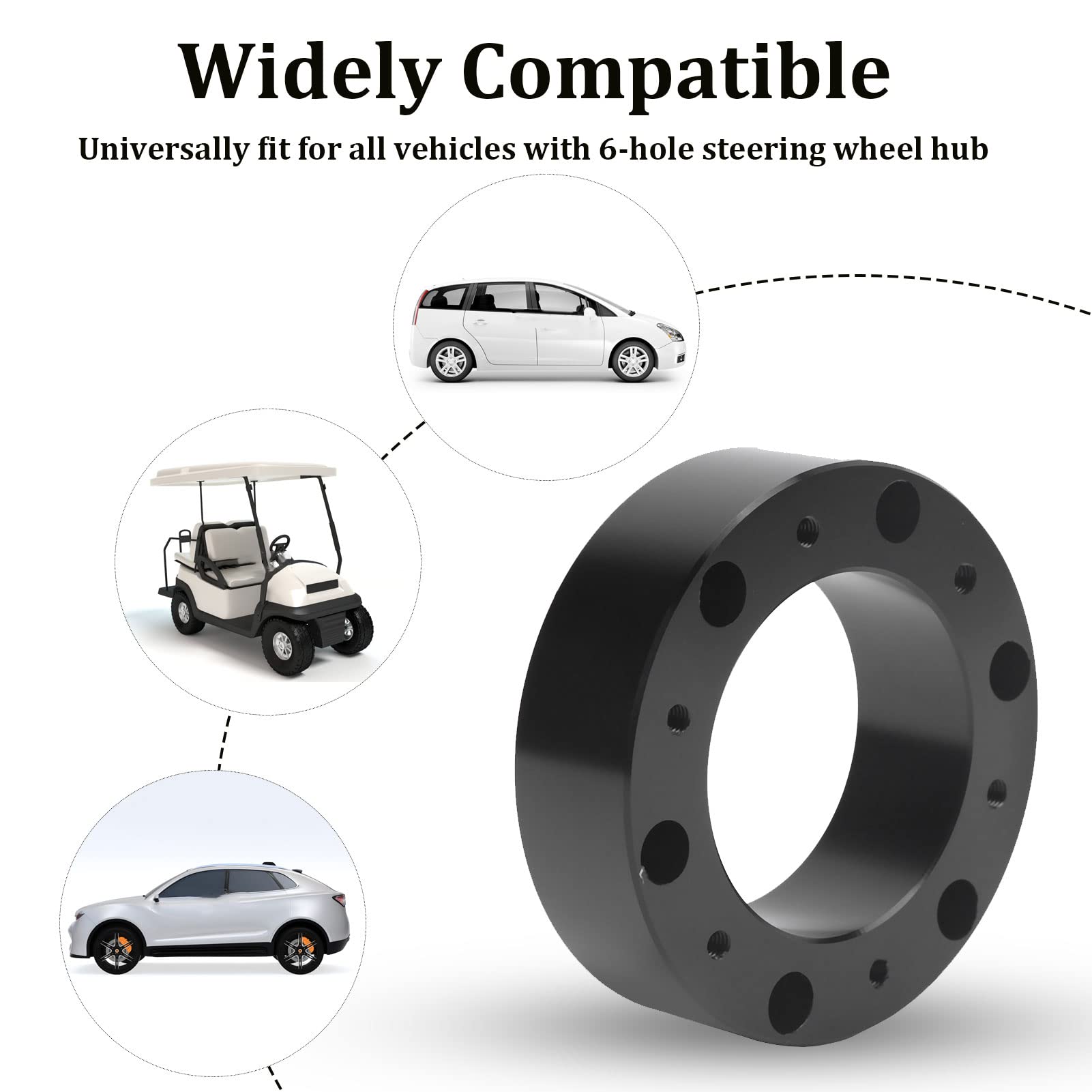 Espaciador del volante, espaciador universal del volante de 1 pulg. Aleación de aluminio Eje de 6 orificios Aumento del adaptador de almohadilla aumentado