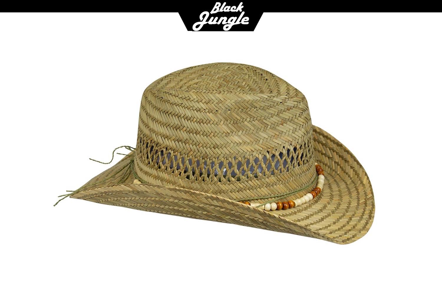 Cappello di paglia Bondi naturale, cappello western, unisex, con tesa larga, protezione solare