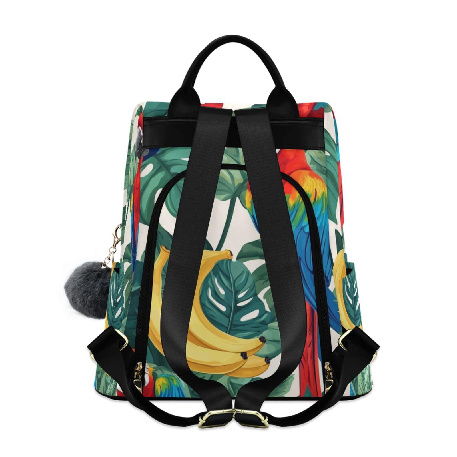 Parrots Bananas Backpack for Women Anti Theft Large Fashion Travel Shoulder Bag Purse Rucksack Lightweight