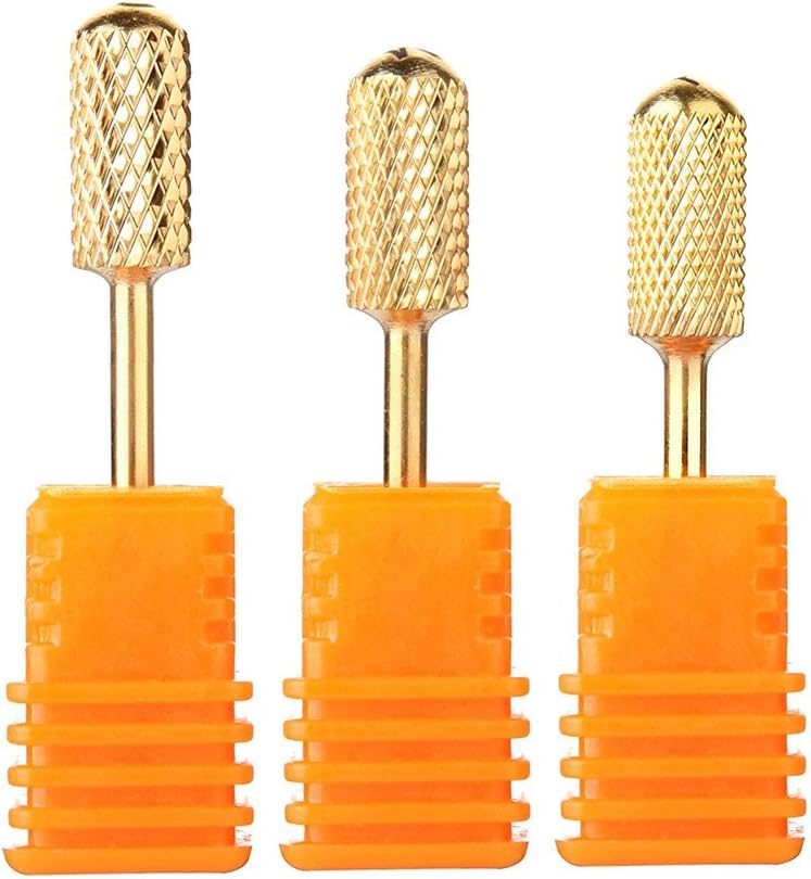 Electric Nail File Dirll Bits Gold Carbide Art Coarse Medium Fine 3pcs Size 3 '32 Manicure