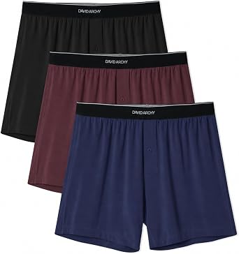 DAVID ARCHY Mens Modal Boxers, Ultra Soft Stretch Sleep Shorts, 3/4 Pack