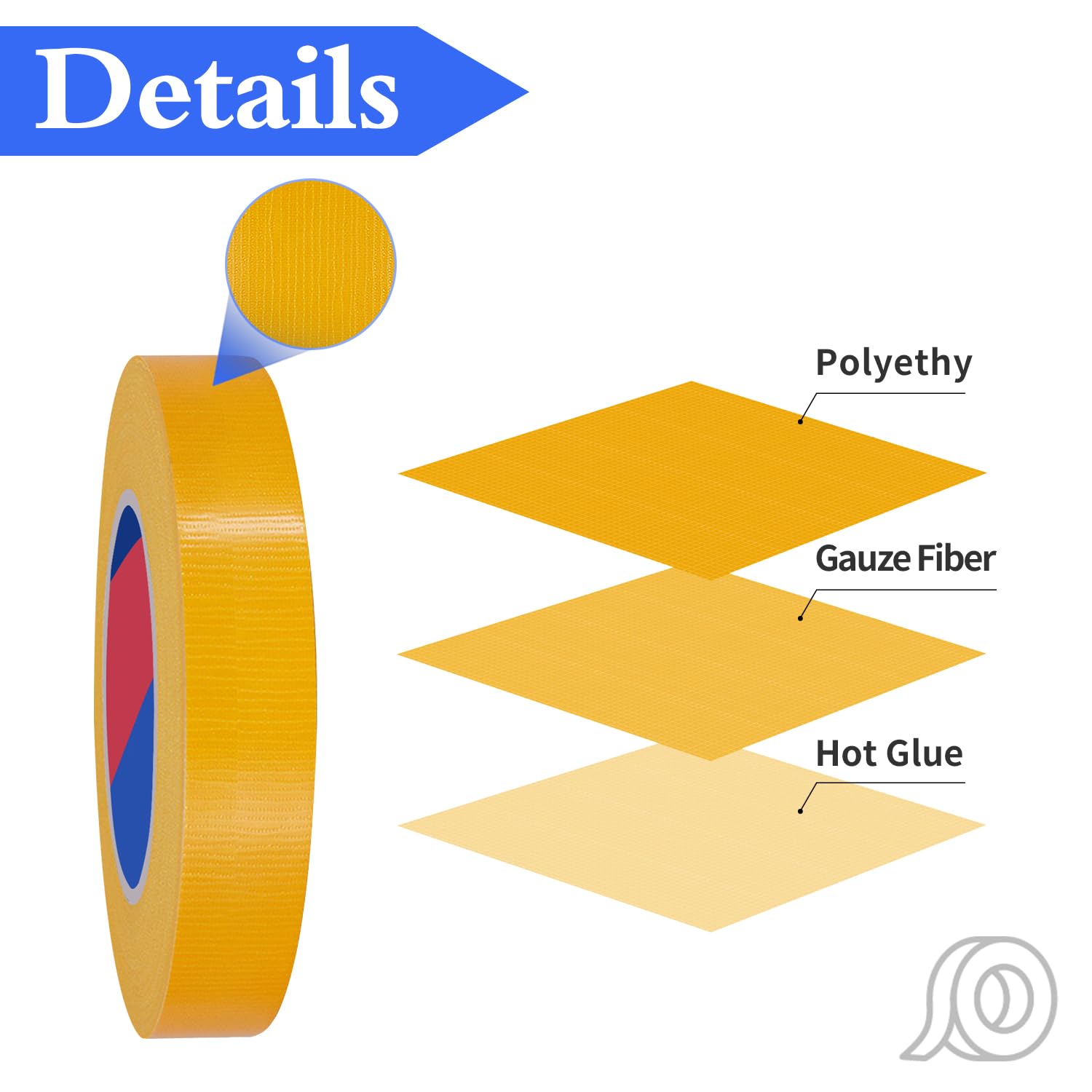 Duccinp Yellow Duct Tape 24mm x 50m Heavy Duty, No Residue, Tear by Hand & Waterproof Duct Tape, Great for Packaging Home Use - Image 3