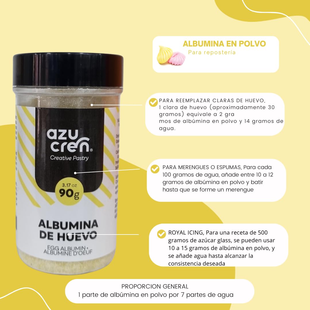 Albumina de Huevo en Polvo Pasteurizado 90 Gramos Reposteria