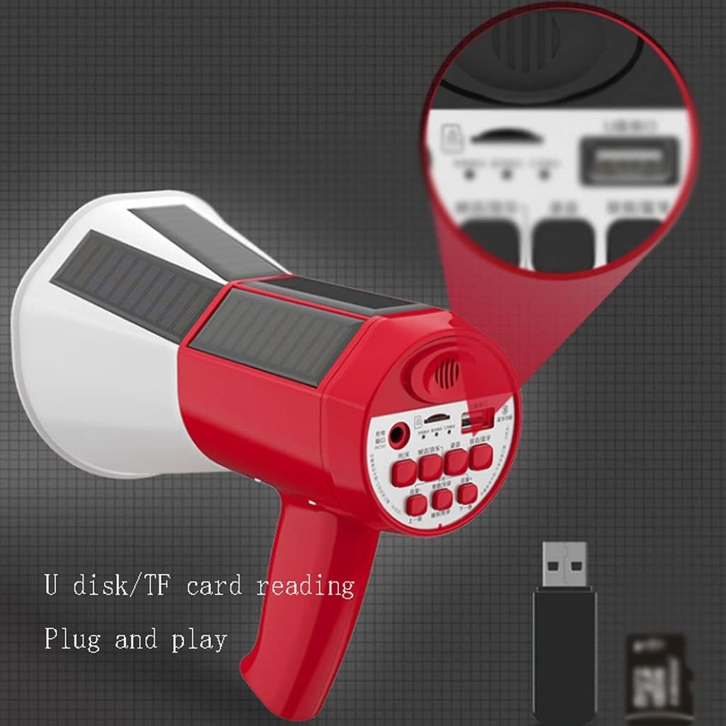 Megaphone High-Power Megaphone Solar Charging, 35W Handheld Voice Amplifier Recording Horn Tour Guide Speakers Loud Multifunction Bullhorn Bullhorn Amplifiers