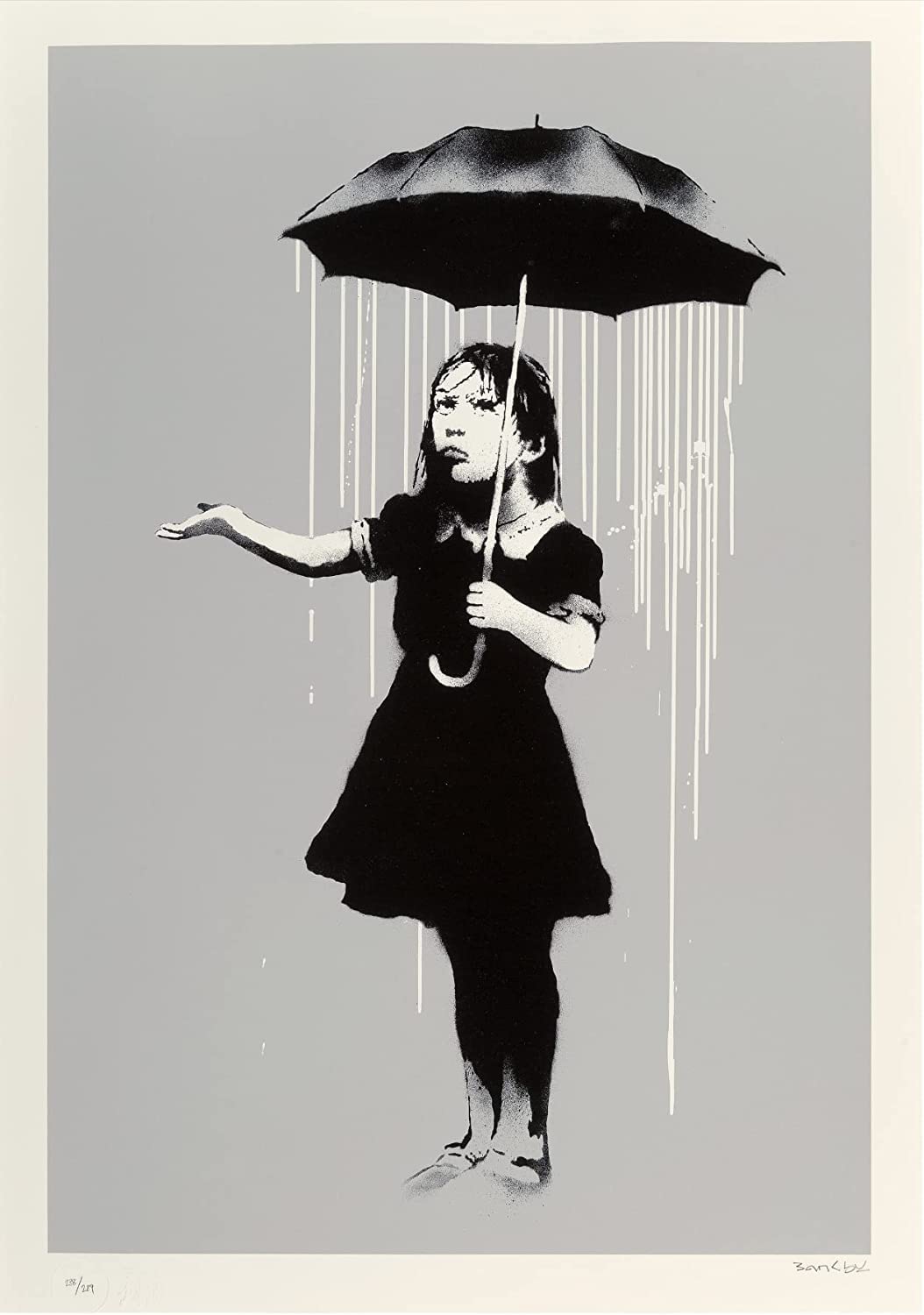 Banksy NOLA White Rain Reproduction Wall Art Poster print (A3)