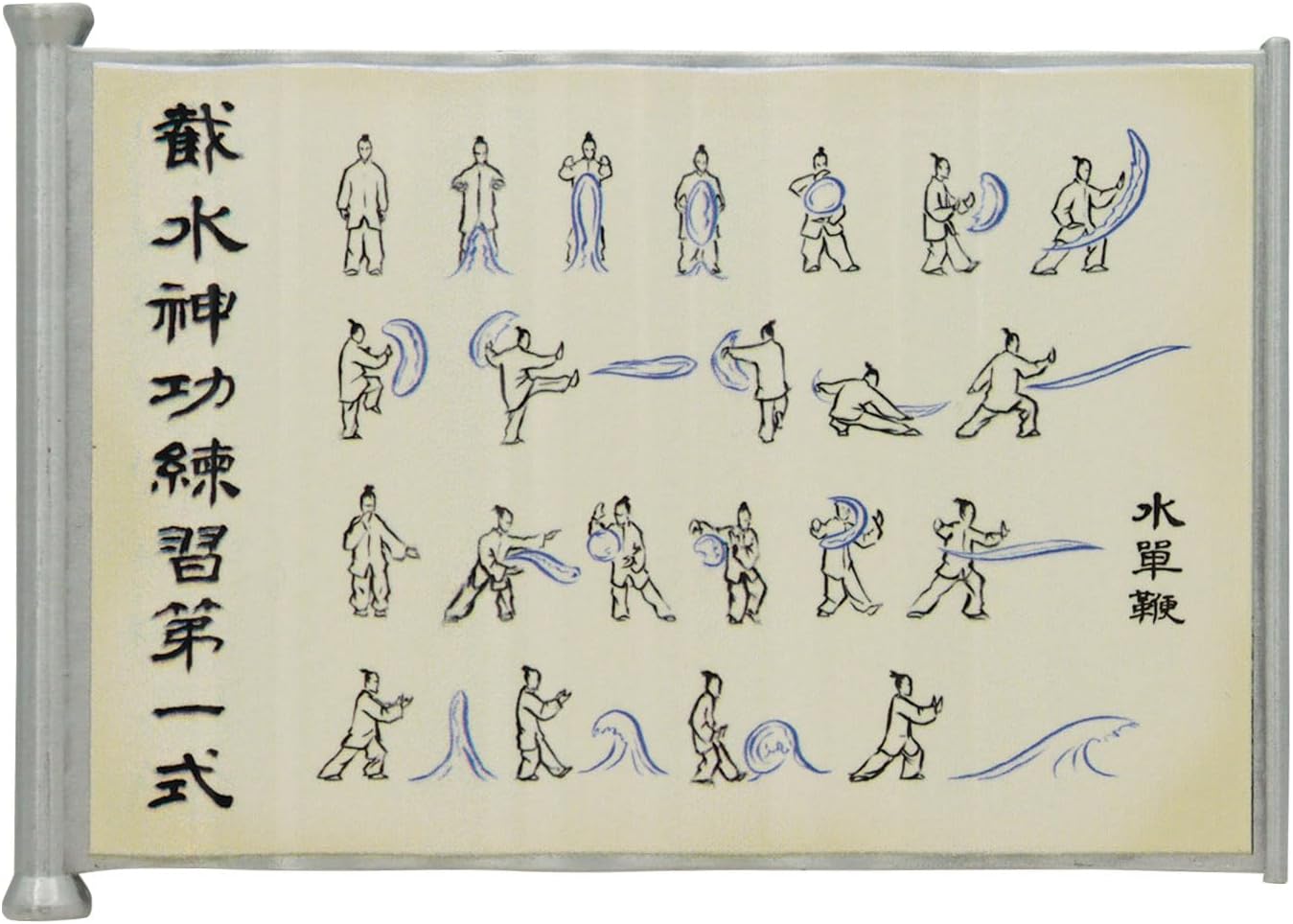 FaNaTtik Avatar: The Last Airbender Waterbending Scroll metalowa replika - limitowana edycja kolekcjonerska (70 x 100 mm), numerowana ze stojakiem, oficjalnie licencjonowany produkt awatara