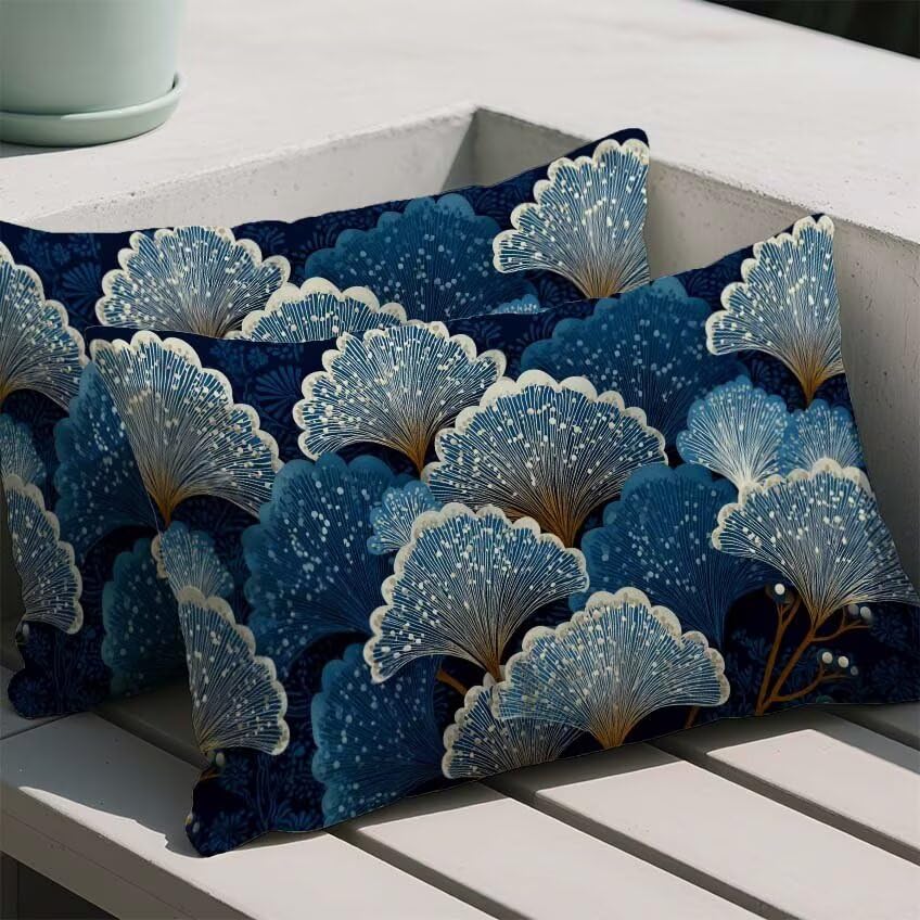 Housse de coussin imperméable bleu 60x80cm avec impression double face