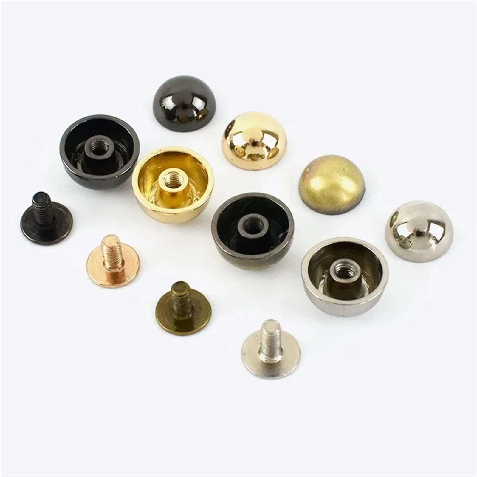 Flach Reißnägel 10/20 Stücke 8/10/12/15/20mm Mashroom Nieten for Handtasche Metall Snap Schnalle Tasche Studs Taste Nagel DIY Nähen Leder Handwerk(Brass,15mm-40Pcs)