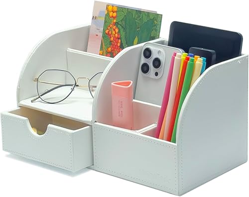 Miniatura 8 de UnionBasic Organizador de escritorio, Organizador de escritorio multifuncional de cuero para oficina, soporte para bolígrafos - Caja