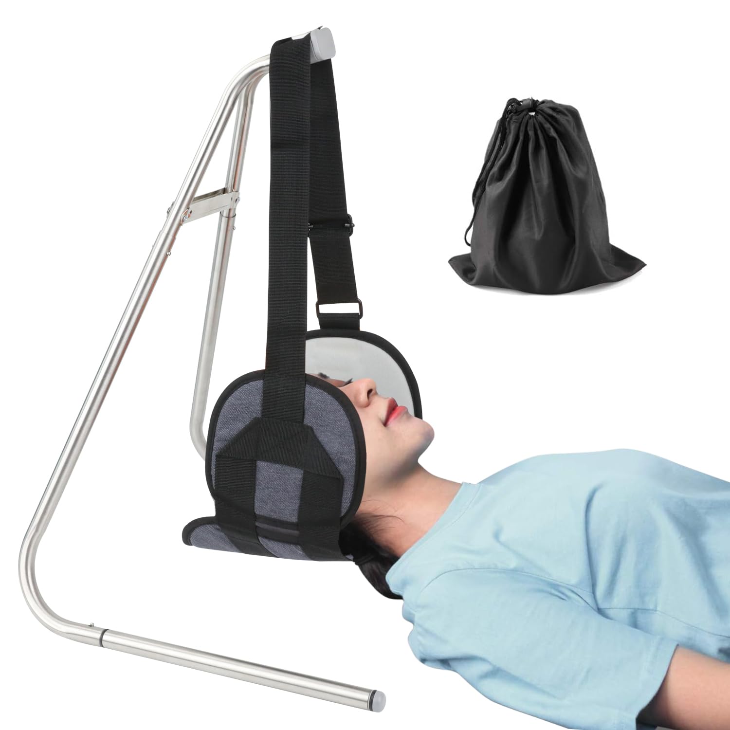 Toogel Hamaca de Cabeza con Soporte Extraíble para Relajar Cuello y Hombros, Tracción Cervical para Aliviar la Fatiga del Cuello, Corrección Postural con Bolsa de Viaje