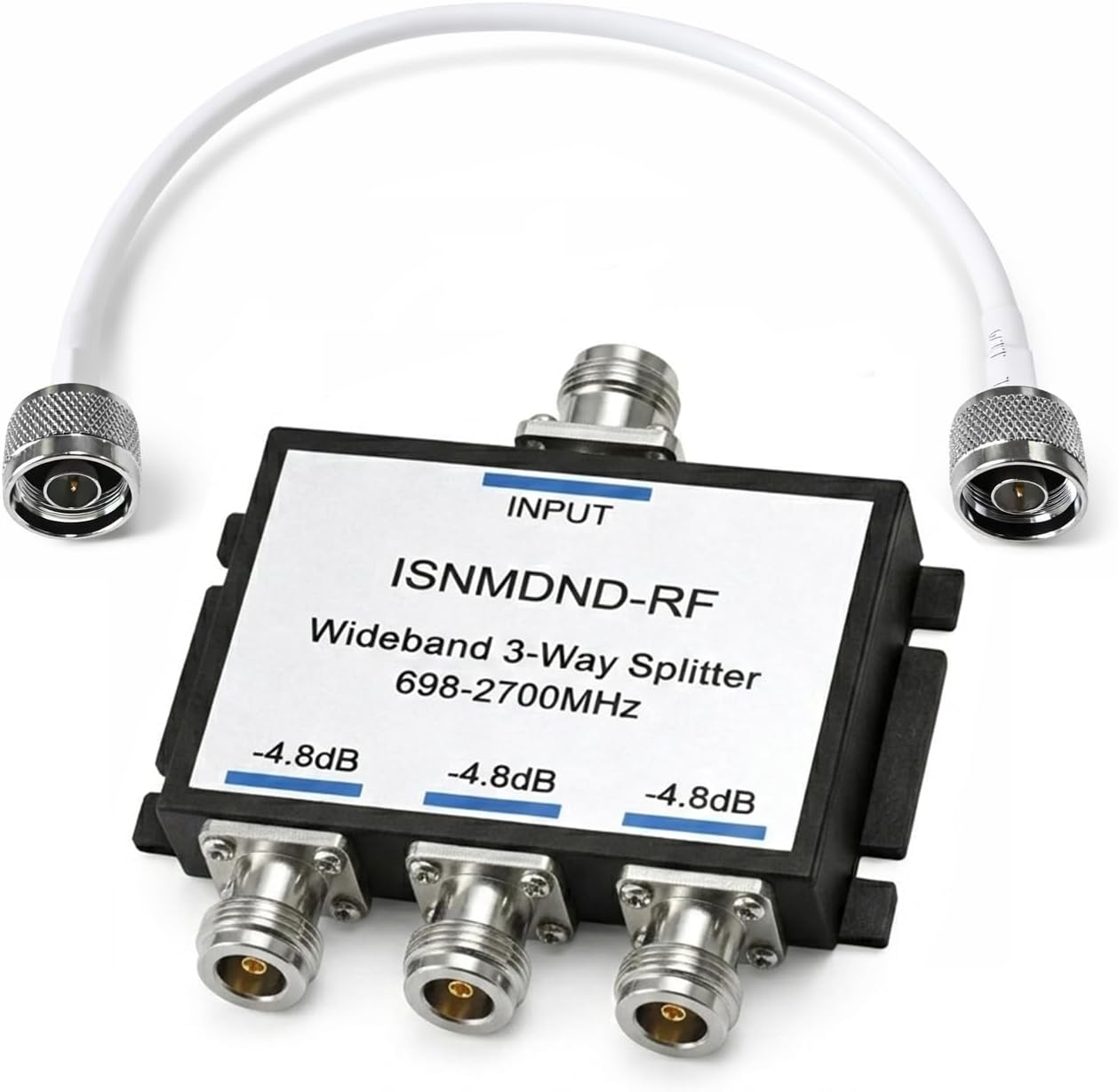 Wide-Band 3 Way Splitter 698-2700MHz RF Signal Divider - Low Loss 4.8dB Coaxial Splitter with N Female Connectors, Durable Metal Housing for DAS, Cellular Booster, Antenna Systems Indoor Outdoor