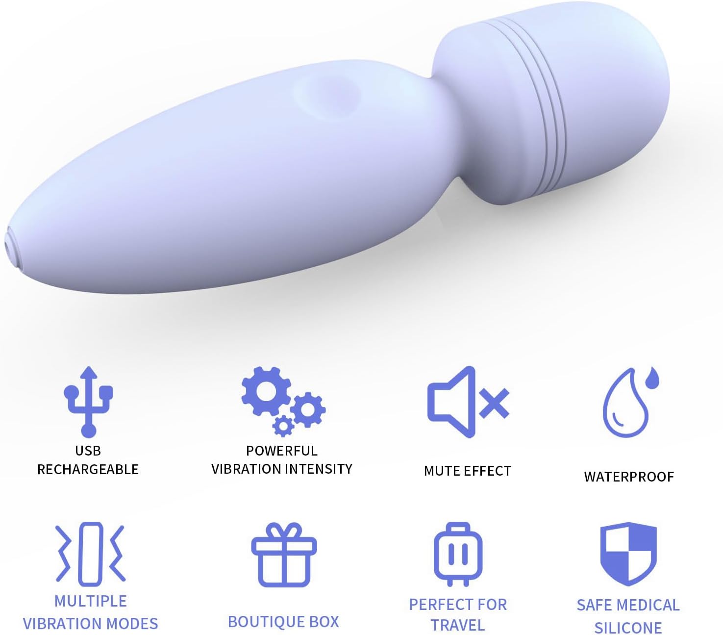 Fuwyiy Mini Massager Tools,Small Waterproof Cordless Handheld Massager with 10 Vibration Modes, Personal Handheld Massager for Back（Gray Purple） image 5